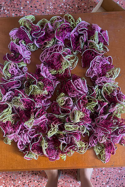 Ruffled Metallic Knit Scarf