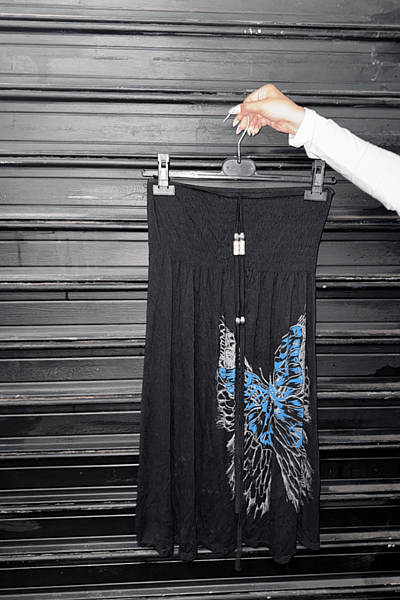 Black Butterfly Print Strapless Dress — pre-loved on Thrifted.mt