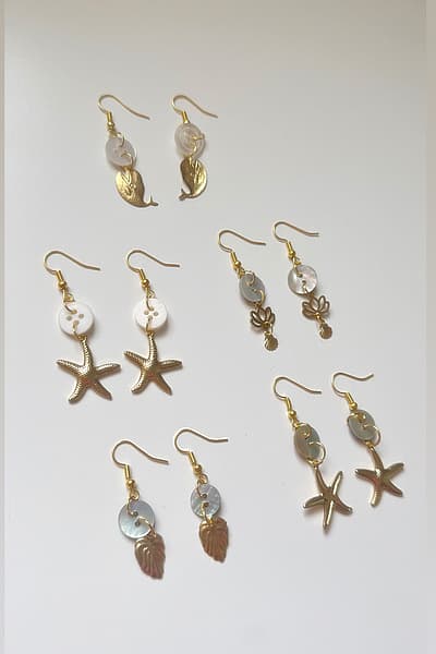 HANDMADE Nautical Theme Gold Charm Earrings — pre-loved on Thrifted.mt