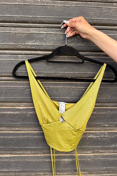 Bershka Green Lace Up Top