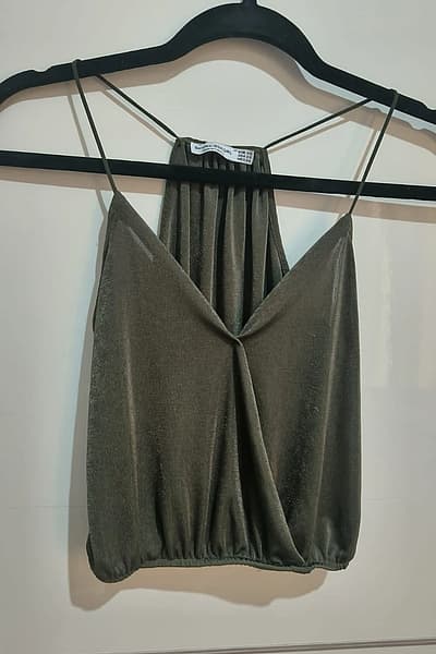 Bershka Olive Green Cami Top by Bershka — pre-loved on Thrifted.mt