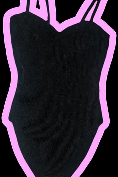 Zara - Black ribbed sweetheart neckline bodysuit by Zara — pre-loved on Thrifted.mt