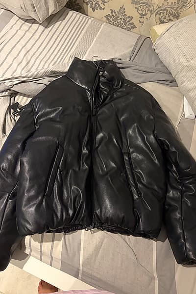 Black Zara Faux Leather Puffer by Zara — pre-loved on Thrifted.mt