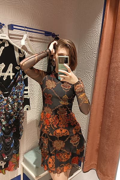 Desigual Patterned Mesh Mini Dress by Desigual — pre-loved on Thrifted.mt