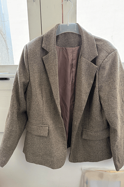 Textured Brown Fitted Blazer — pre-loved on Thrifted.mt