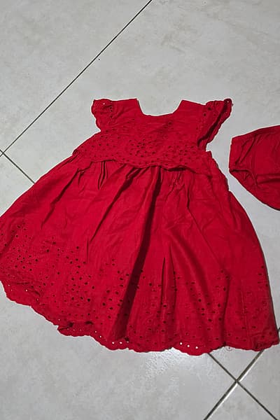 Mothercare Red Eyelet Baby Dress Set by Mothercare — pre-loved on Thrifted.mt