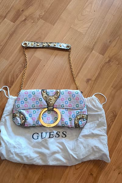 Guess colourful monogram shoulder bag by Guess — pre-loved on Thrifted.mt