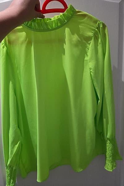 Neon Ruffle Neck Blouse by MISSGUIDED — pre-loved on Thrifted.mt