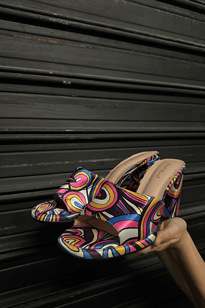 Psychedelic Platform Wedge Mules by Sweet Shoes — pre-loved on Thrifted.mt