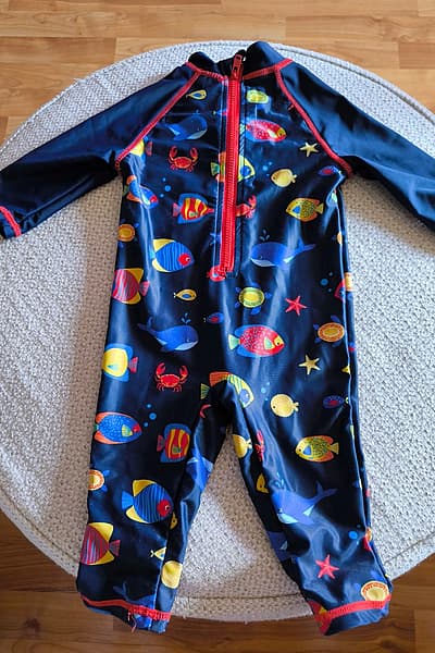 Baby fish print swimsuit by Mothercare — pre-loved on Thrifted.mt