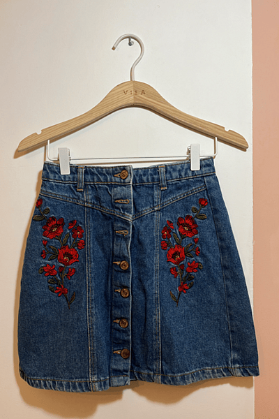 Stradivarius Floral Denim Mini Skirt by Stradivarius — pre-loved on Thrifted.mt
