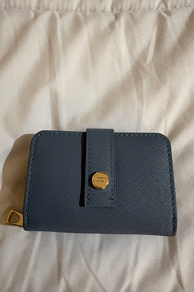 Compact Blue Saffiano Leather Wallet — pre-loved on Thrifted.mt
