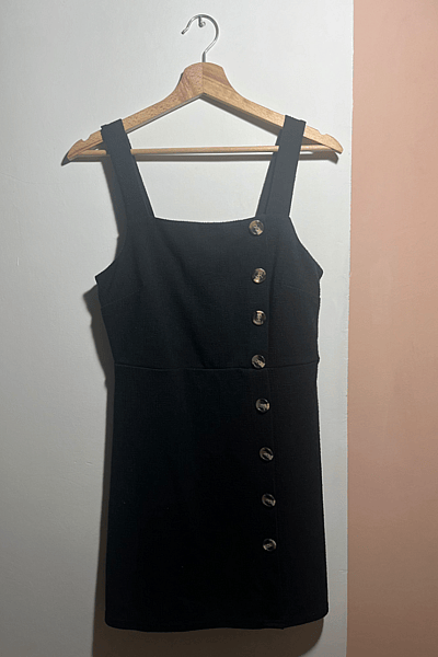 Black Pinafore Dress Button Detail by New Look — pre-loved on Thrifted.mt