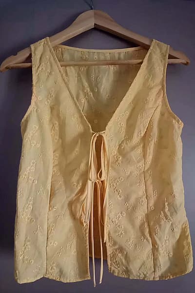 Yellow embroidered lace-up top by SHEIN — pre-loved on Thrifted.mt