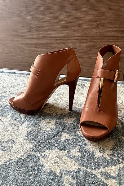 Michael Kors Tan Leather Heels by Michael Kors — pre-loved on Thrifted.mt