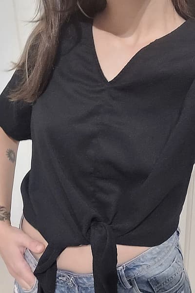 Black tie-front top by Esmara — pre-loved on Thrifted.mt