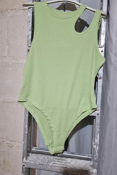 Lime Green Ribbed Bodysuit by SHEIN — pre-loved on Thrifted.mt