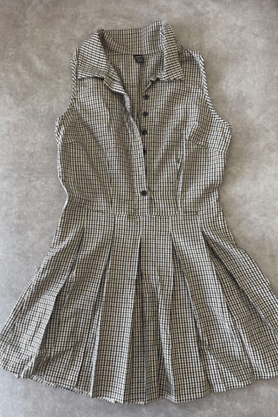 Checkered Pleated Button Down Dress — pre-loved on Thrifted.mt