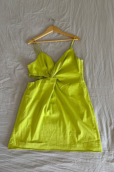 Zar Lime Green Cut-Out Mini Dress by Zara — pre-loved on Thrifted.mt