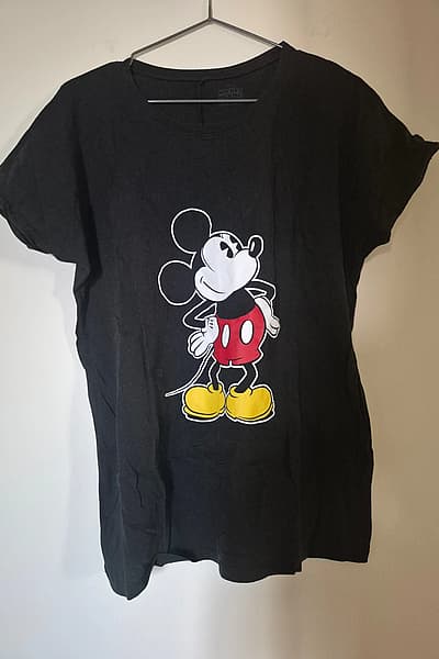 Black Mickey Mouse Print T-Shirt size L