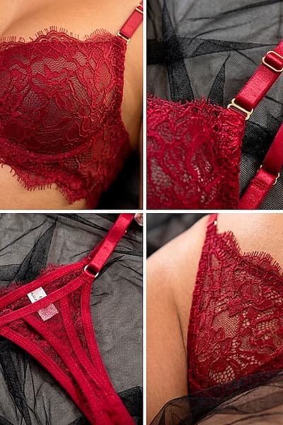 Lingerie Set Crimson Lace by Muuah Lingerie — pre-loved on Thrifted.mt