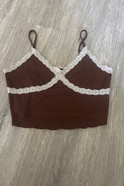 Brown Lace Trim Camisole Top — pre-loved on Thrifted.mt