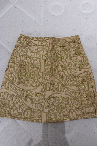Charles & Ron Gold Embroidered Skirt by Charles & Ron — pre-loved on Thrifted.mt