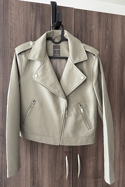 Sage Green Faux Leather Biker Jacket New by Primark — pre-loved on Thrifted.mt