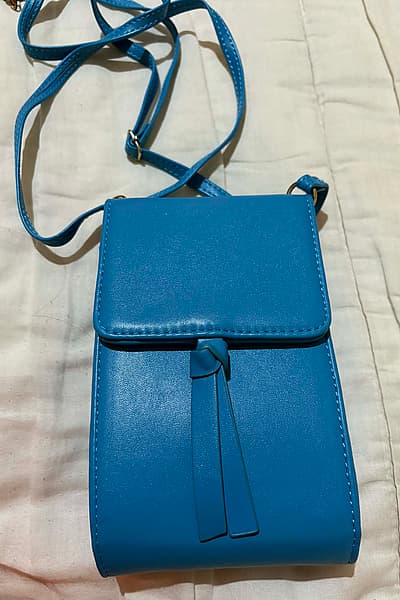 Blue Faux Leather Phone Bag — pre-loved on Thrifted.mt