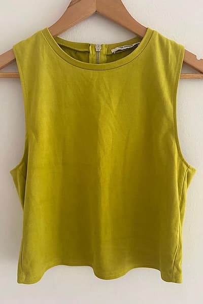 Lime Green Faux Suede Top by Zara — pre-loved on Thrifted.mt