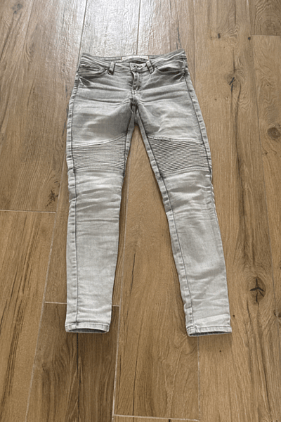 Light Grey Biker Style Jeans by Jennyfer — pre-loved on Thrifted.mt