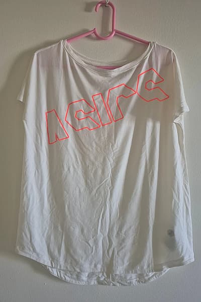 Asics white shirts woman size L by ASICS — pre-loved on Thrifted.mt