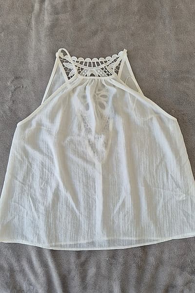 Zara White Crochet Detail Halter Top by ZARA — pre-loved on Thrifted.mt