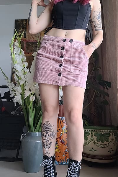 Bershka soft pink corduroy skirt by Bershka — pre-loved on Thrifted.mt