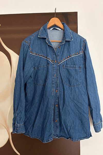 Studded Denim Overshirt by ZARA — pre-loved on Thrifted.mt
