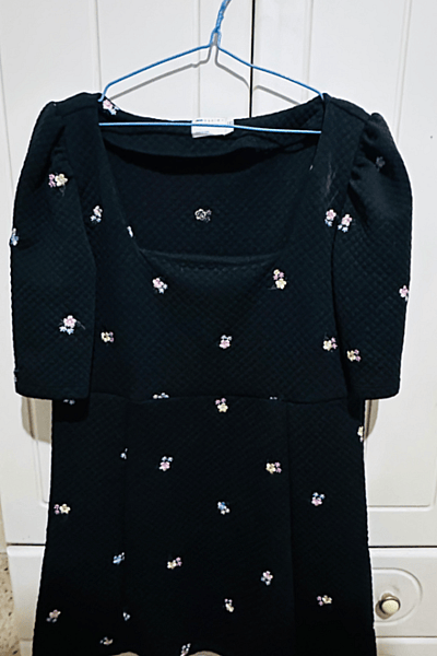 Black Floral Embroidered Mini Dress by Asos  — pre-loved on Thrifted.mt