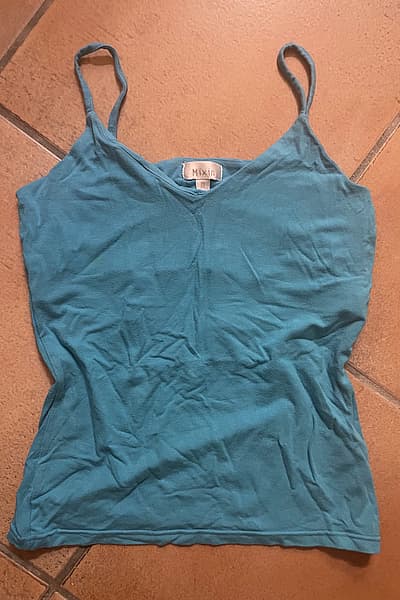 Y2K Blue Tank Top with internal elastic around bust, Size M — pre-loved on Thrifted.mt