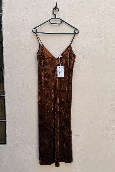 Monki Brown Velvet Midi Dress by Monki — pre-loved on Thrifted.mt