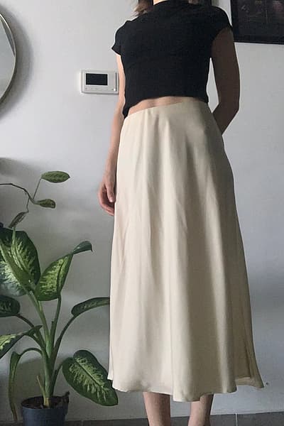 Cream Satin Midi Skirt by Esmara — pre-loved on Thrifted.mt