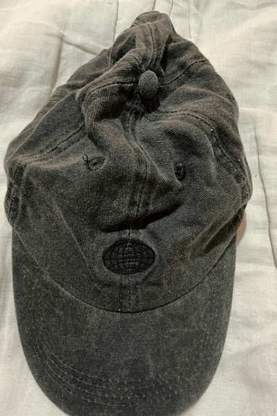 Pull and Bear Washed Grey Globe Embroidered Cap — pre-loved on Thrifted.mt