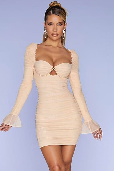 Oh Polly - Ruched Mesh Mini Bodycon Dress by Oh Polly — pre-loved on Thrifted.mt