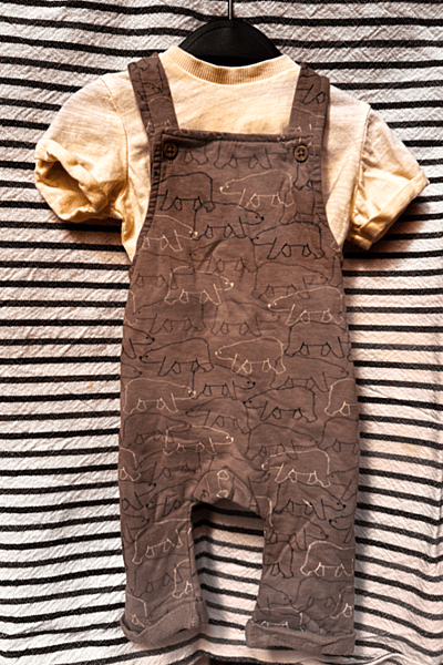 Baby Bear Pattern Dungaree Set by Topomini — pre-loved on Thrifted.mt