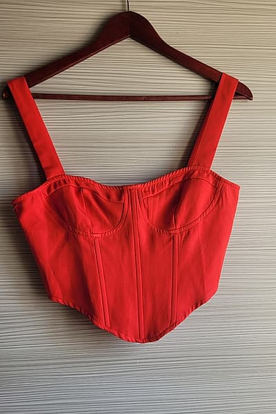 Red Corset Style Crop Top by PrettyLittleThing — pre-loved on Thrifted.mt