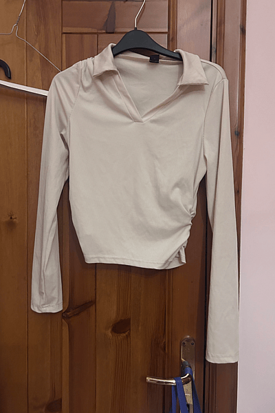 Ribbed Long Sleeve Collared Top by SHEIN — pre-loved on Thrifted.mt