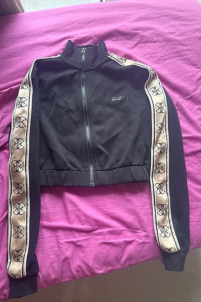 Black Guess Cropped Track Jacket by Guess — pre-loved on Thrifted.mt