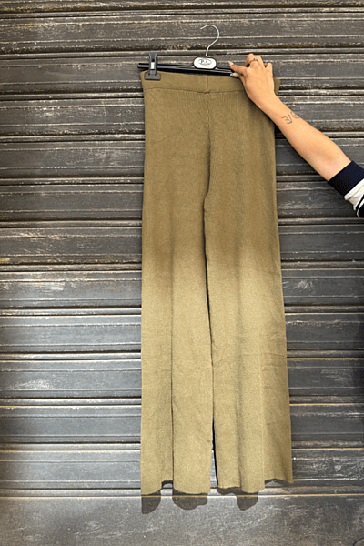 Olive Green Knitted Wide Trousers