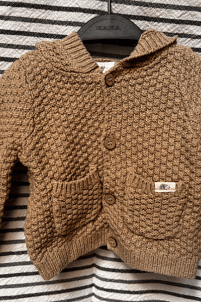 Knitted Hooded Baby Cardigan by Topomini — pre-loved on Thrifted.mt