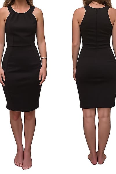 Black sleeveless knee-length dress — pre-loved on Thrifted.mt