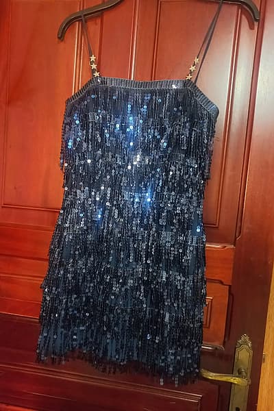 Navy Sequin Fringe Party Dress by PULL&BEAR — pre-loved on Thrifted.mt