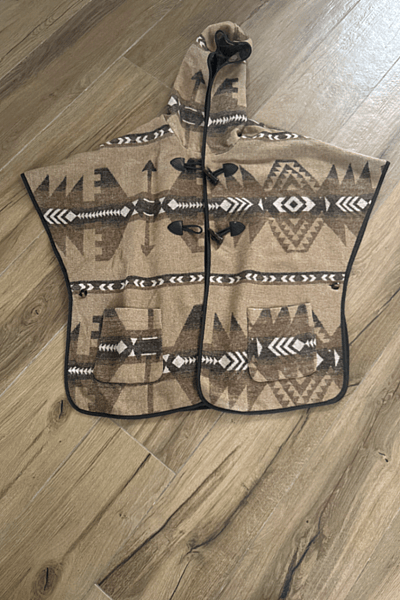 Hooded Aztec Print Poncho Cape by Springfiled — pre-loved on Thrifted.mt